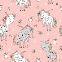 Seamless pattern with cute unicorns vector