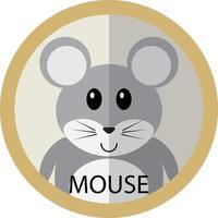 Cute grey mouse cartoon flat icon avatar vector