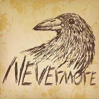 Crow raven hand drawn sketch text nevermore vector