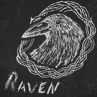 Crow raven hand drawn sketch in blackthorn. vector