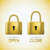 Locked and unlocked Padlock gold with text vector