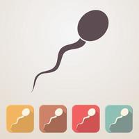 Spermatozoon flat icon set in color boxes vector