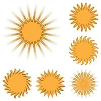 diferentes iconos de sol conjunto aislado vector