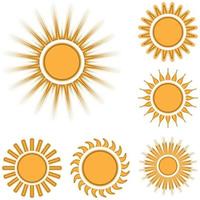 Different sun icons set isolated vector
