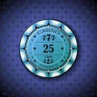 Poker chip twenty five, on card symbol background vector