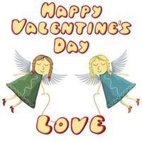 Valentine Fairies flying with love isolated vector