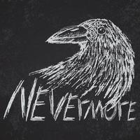 Crow raven hand drawn sketch text nevermore vector