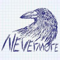 Crow raven hand drawn sketch text nevermore vector