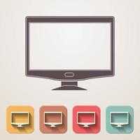 Widescreen monitor flat icons set fadding shadow effect vector