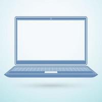 Laptop flat icon on blue background vector