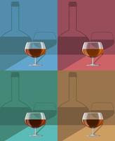 Glasses of cognac set on metal stand vector