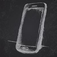 Hand drawn sketch of mobile phone with shadow vector