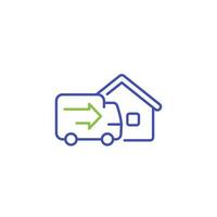 Home delivery line icon on white vector