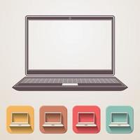 Laptop flat icons set fadding shadow effect vector