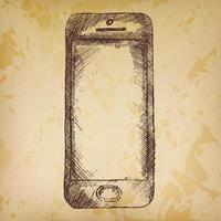 Hand drawn sketch of mobile phone front vector