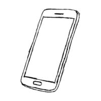 Hand drawn sketch of mobile phone outlined vector