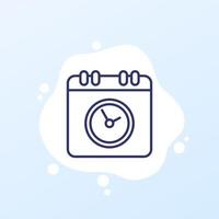 horario, icono de línea de planificación en blanco vector