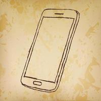 Hand drawn sketch of mobile phone outlined vector