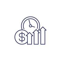 Growing income, money line icon vector