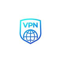 icono de vpn con escudo en blanco vector