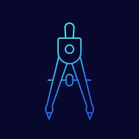 Divider, compass tool line icon vector