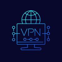 VPN line icon for web vector