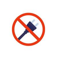 Electrical plug, do not connect icon vector