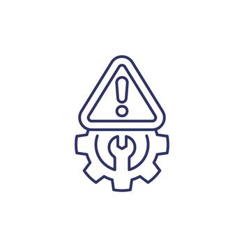 Error warning line icon with gear vector