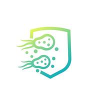 Antibacterial protection, immune system icon with shield vector