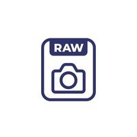 Raw file icon with camera vector