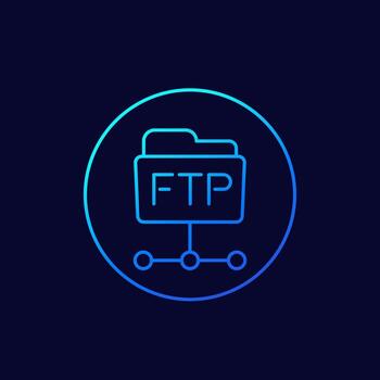 Ftp folder line icon vector
