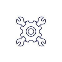 Gear and wrenches line icon vector