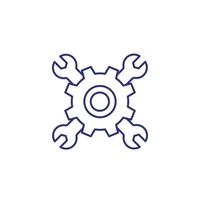 Gear and wrenches line icon vector