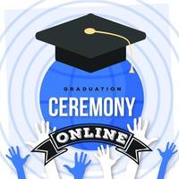 Online Graduation Ceremony Social Media Post Design vector