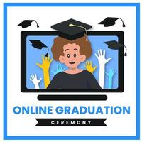 Online Graduation Ceremony Social Media Post Design vector