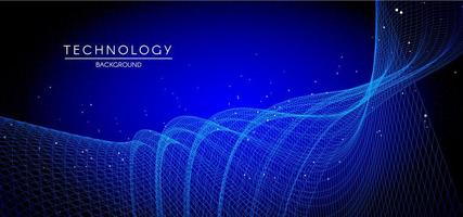 Technology Particle Lines Abstract Blue Background vector