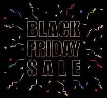 Black Friday Sale Sign With Gold Text And Confetti vector