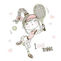 Cute girl playing tennis vector
