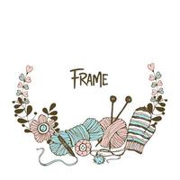 Frame wreath on the theme of knitting vector