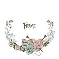 Frame wreath on the theme of knitting vector