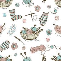 Seamless pattern on the theme of knitting vector