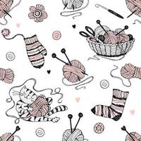 Seamless pattern on the theme of knitting vector