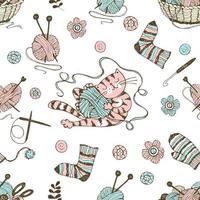 Seamless pattern on the theme of knitting. vector