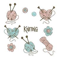 A set of elements for knitting. vector