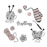 A set of elements on the theme of knitting. vector