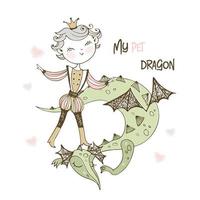 A fairy Prince and a dragon. vector