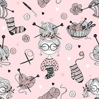 Seamless pattern on the theme of knitting vector
