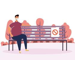 Man practicing social distancing at the park vector