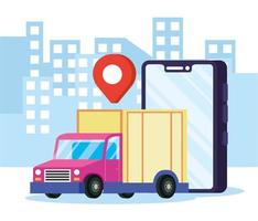 Online delivery service in the city vector