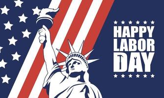 feliz celebración del día del trabajo de estados unidos con la estatua de la libertad vector